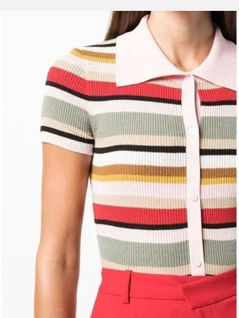 Alice and Olivia Striped Colleen Polo Top
